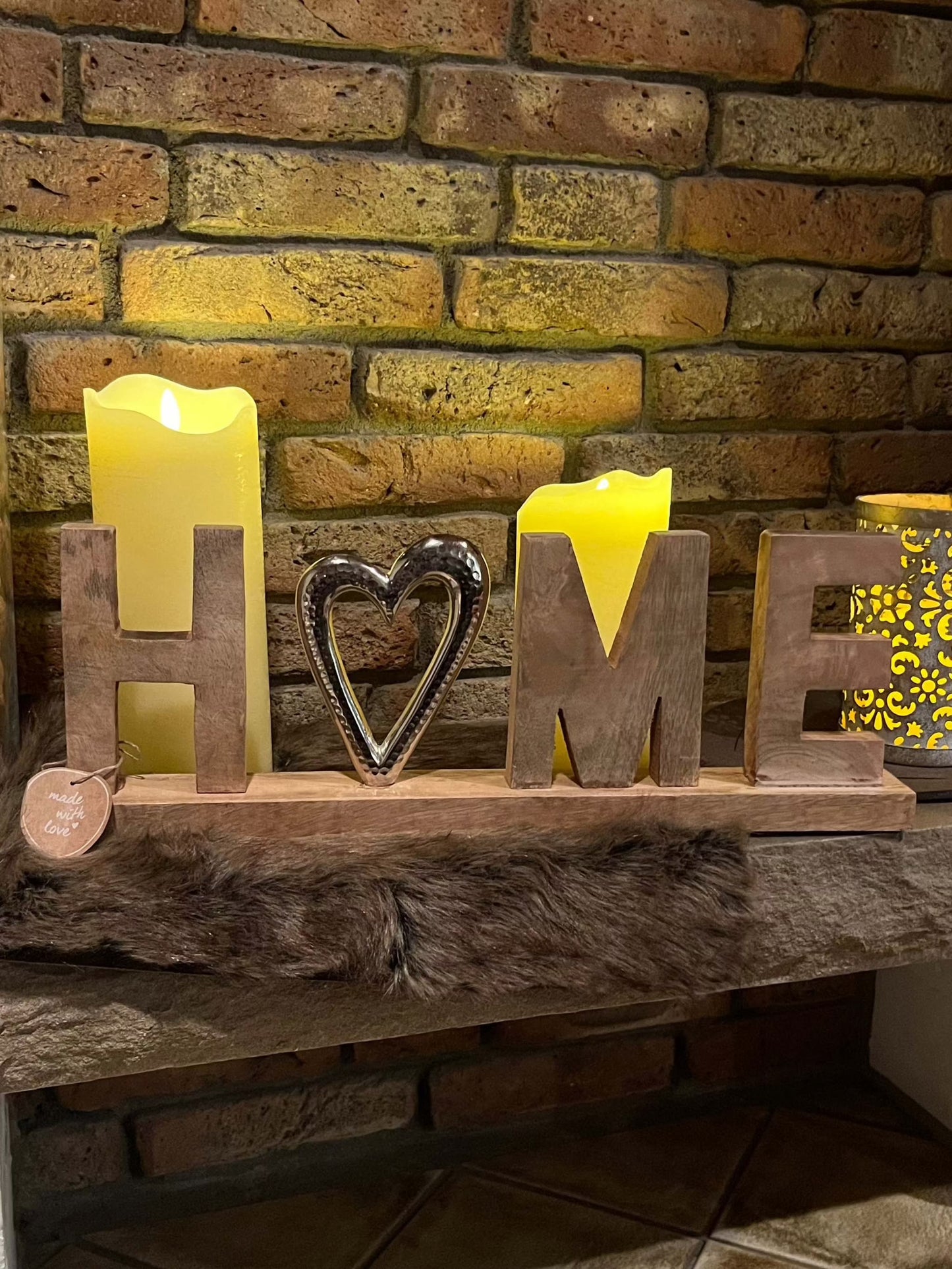 Schriftzug - Aufsteller LOVE / HOME, Mangoholz, L50,5 cm