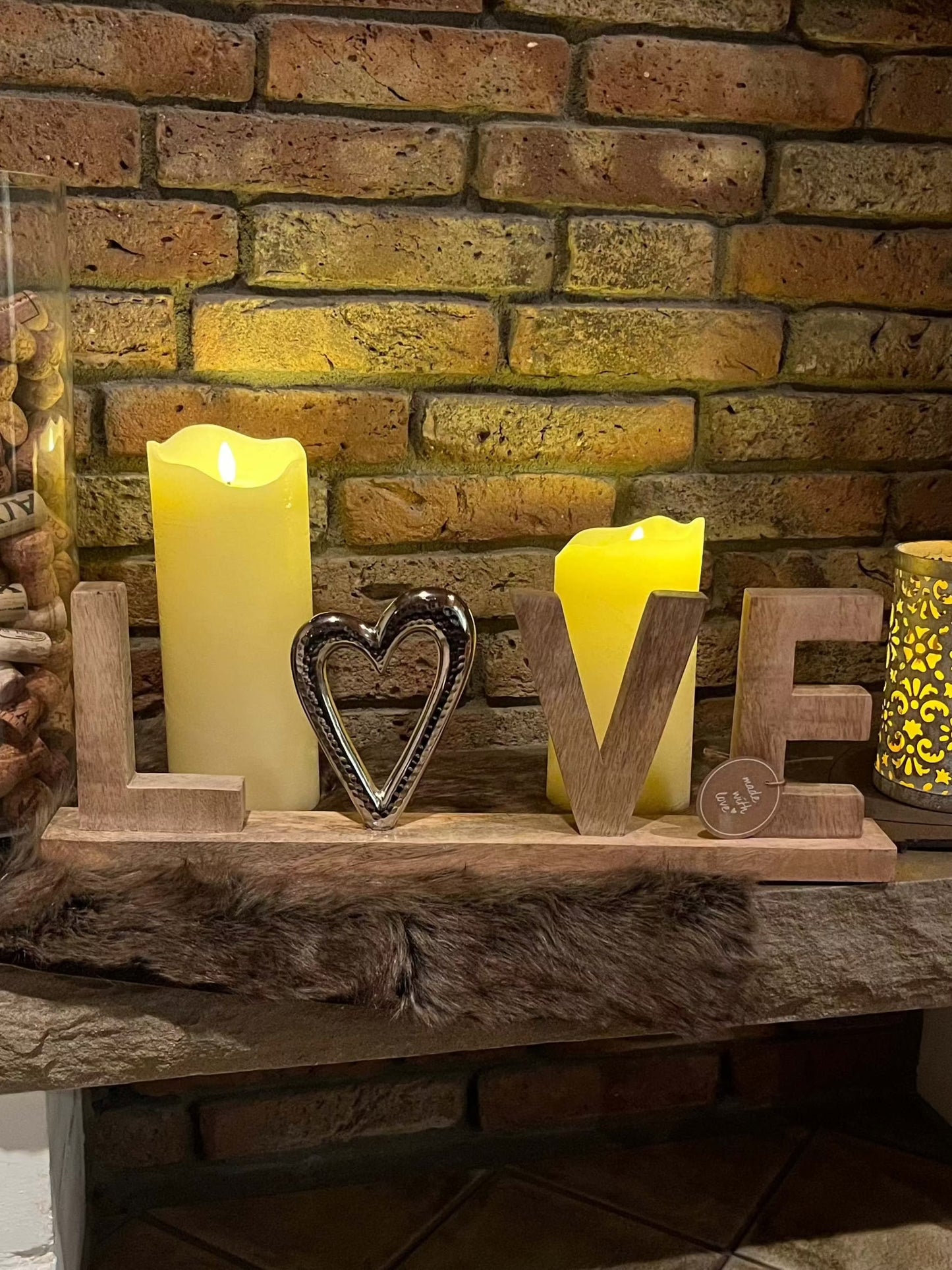 Schriftzug - Aufsteller LOVE / HOME, Mangoholz, L50,5 cm