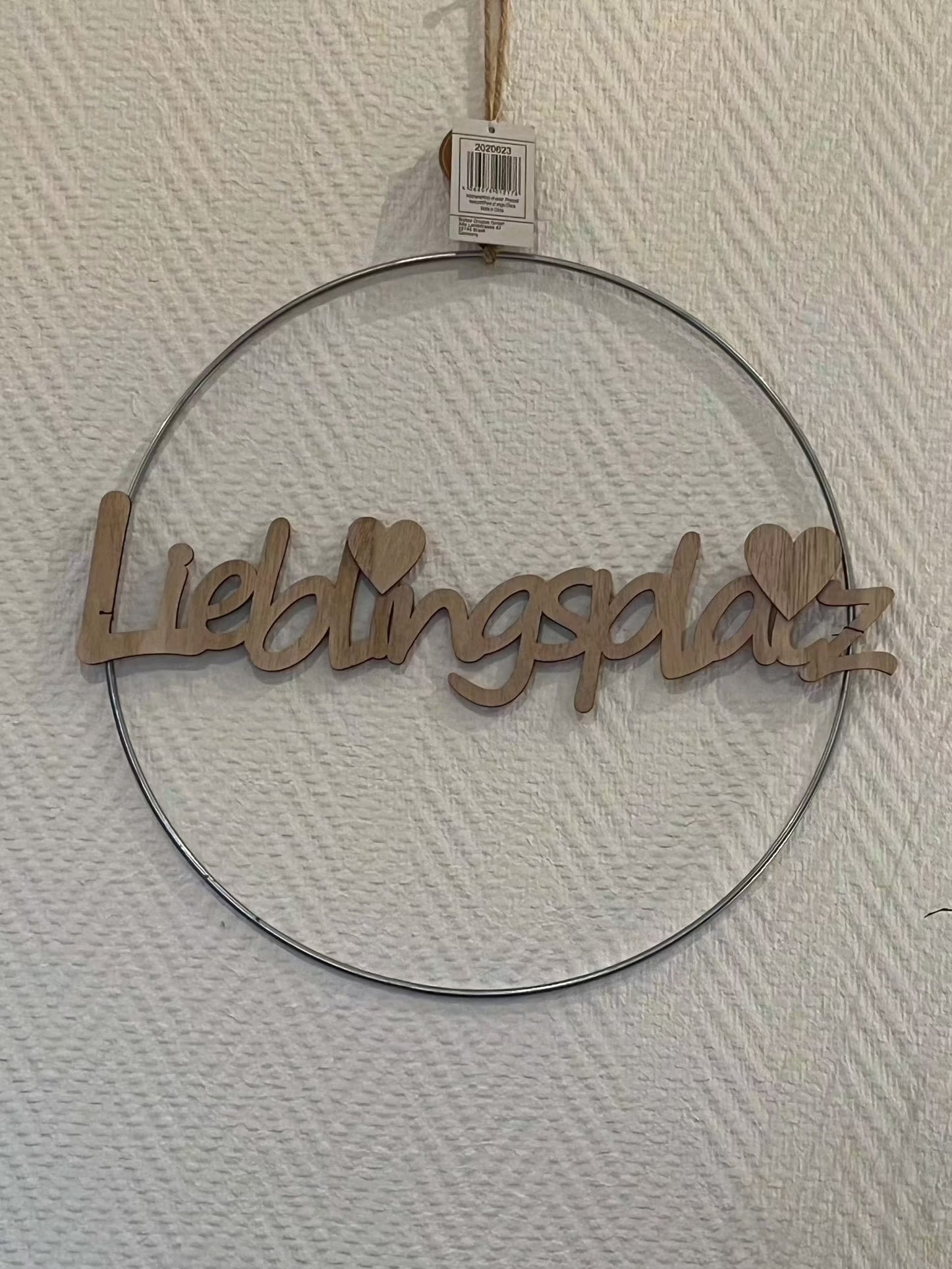 Dekoanhänger Lieblingsplatz Rumba - D35cm, Holzschrift, zwei Modelle