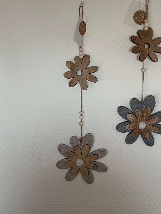 Dekoanhänger Filzblume Blima, ca. H 33 cm, Farben: beige und grau
