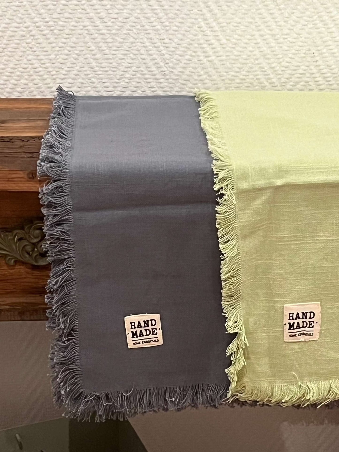 Tischläufer - Größe:ca.L140cm,Baumwolle, Dunkelgrau,Grün