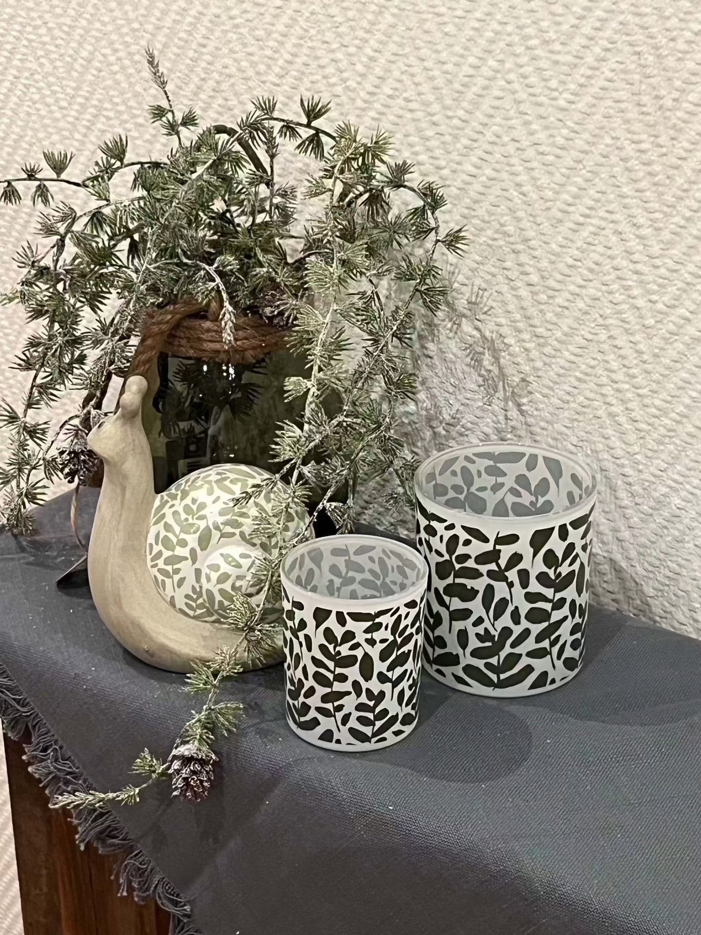 Windlicht Teelichtglas Fago im 2er Set - Floral Lackiert