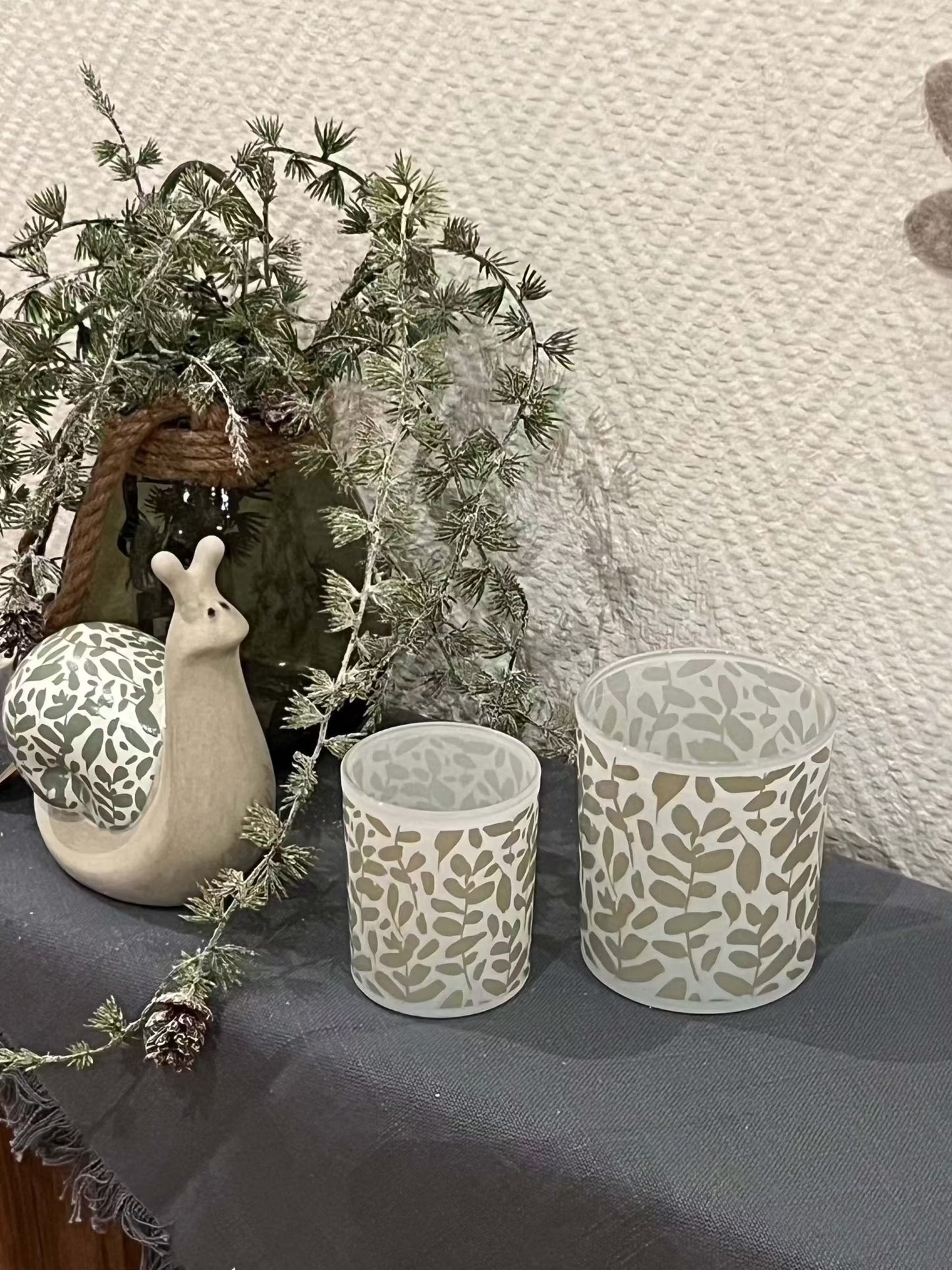 Windlicht Teelichtglas Fago im 2er Set - Floral Lackiert
