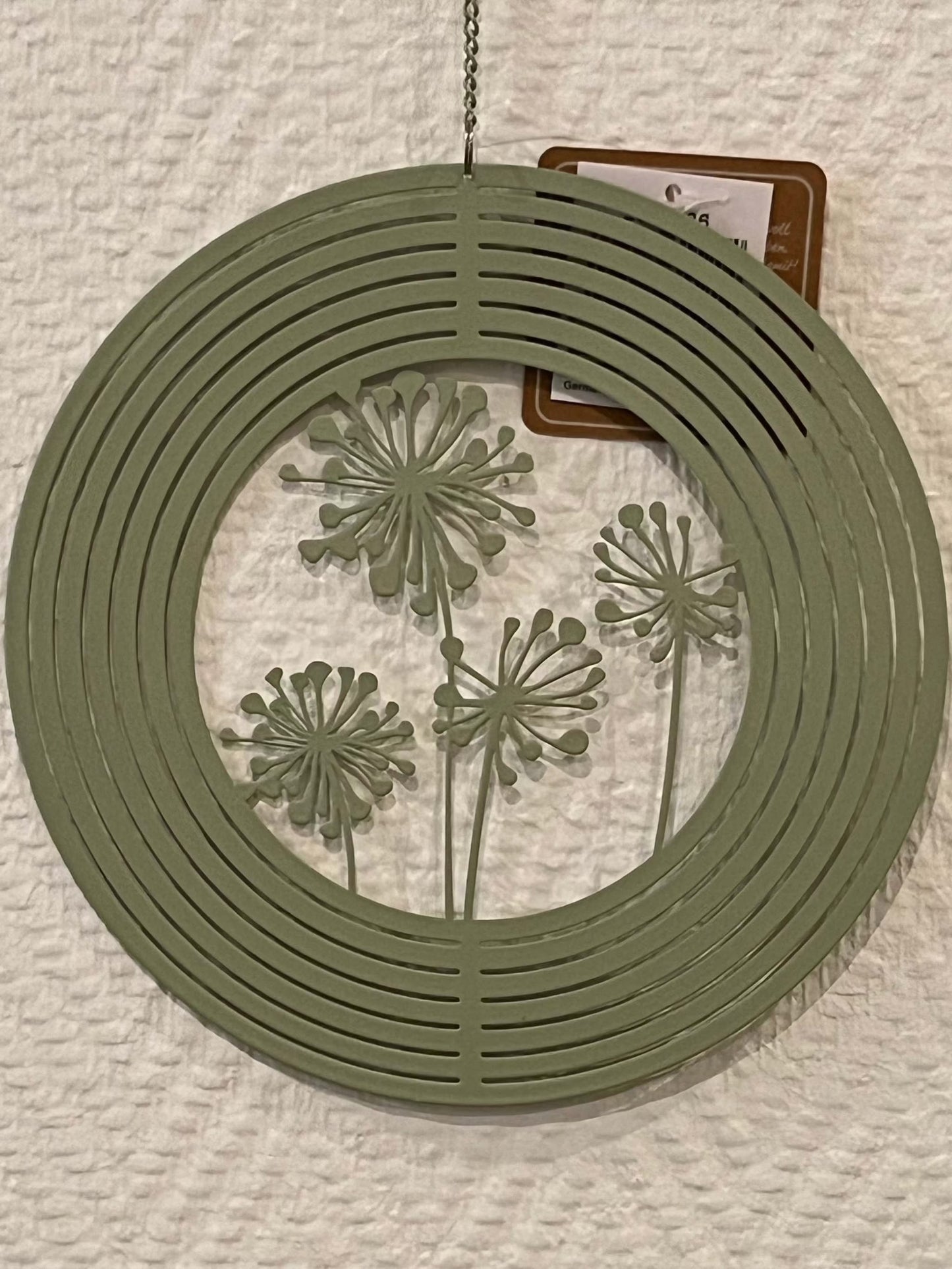 Fensterdekoration -Blatt in Grün/Olive, Metall 3D, D20cm