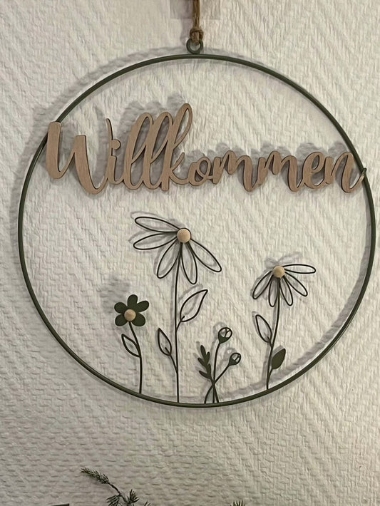 Dekoanhänger - Kamille rund, lackiert, 2Design, ca.D31cm