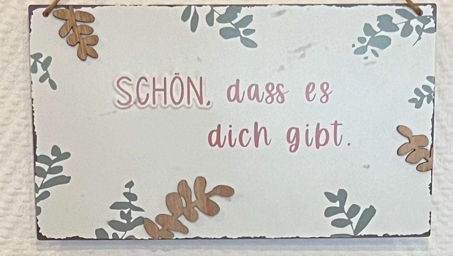 Schild - Metall, 3Designs, ca: L28cm-H16cm, mit Juteband