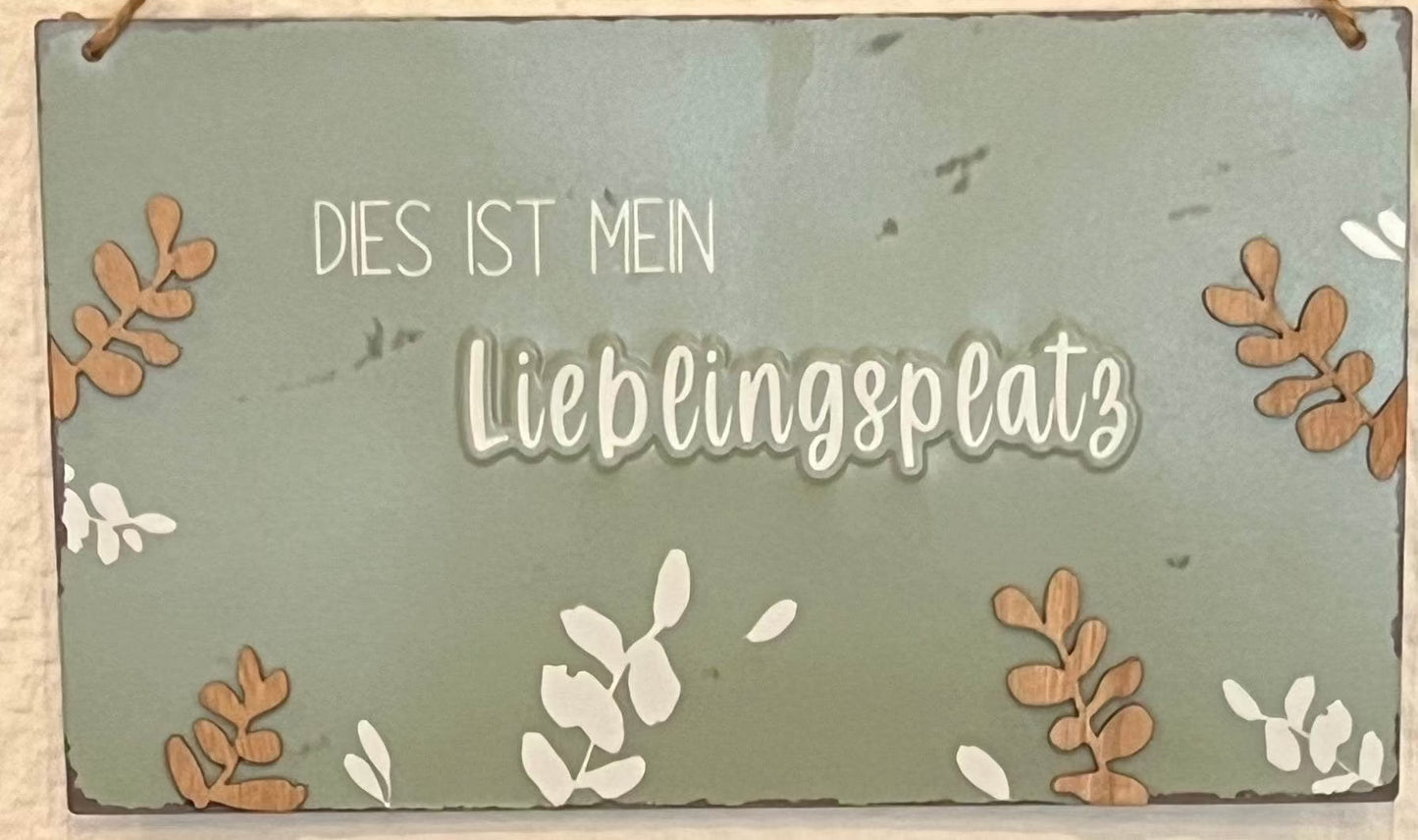 Schild - Metall, 3Designs, ca: L28cm-H16cm, mit Juteband