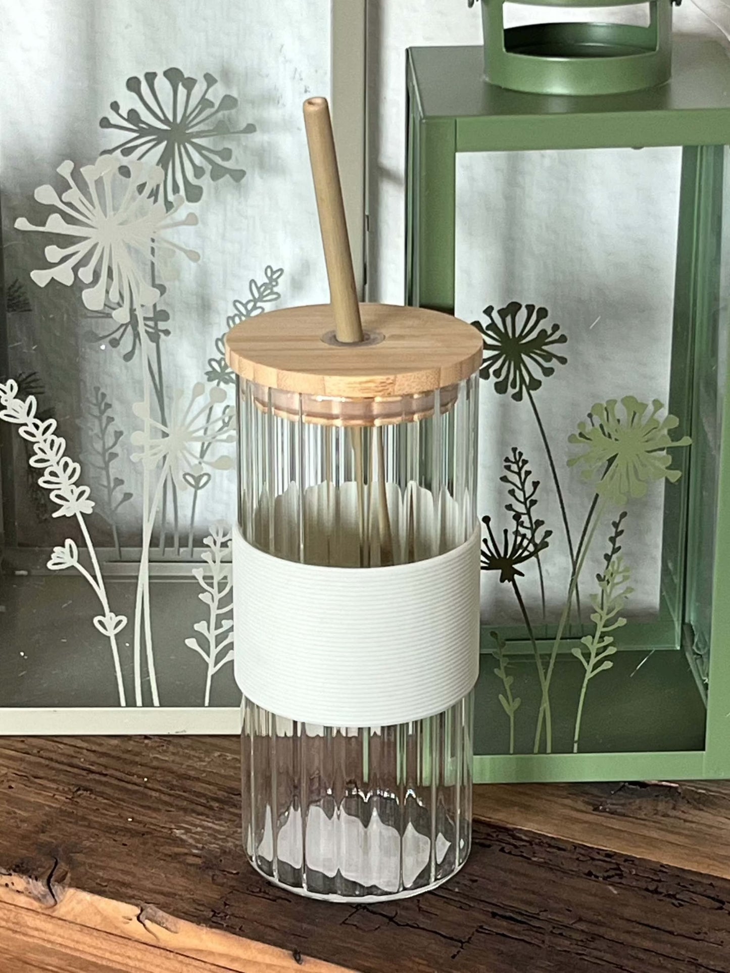 Gläser - mit Holzdeckel und Halm, 4 Farben, Menge:400 ml