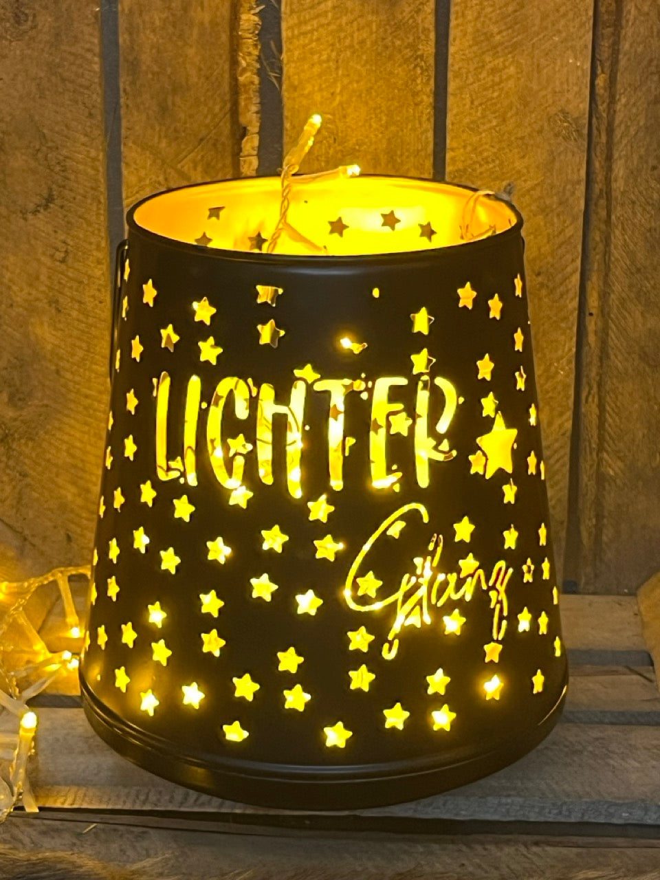 Windlicht - 2 Größen schwarz Metall pulverbeschichtet