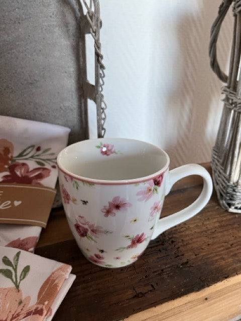 Tasse - Jumbobecher floral, 480 ml Porzellan, mehrfarbig