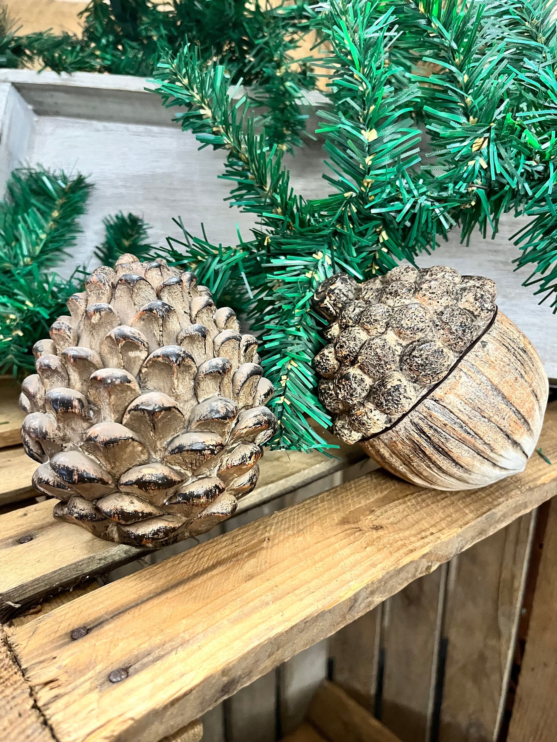 Eichel -Herbstdeko im 2-Set aus Polystone, ca. 11 cm hoch