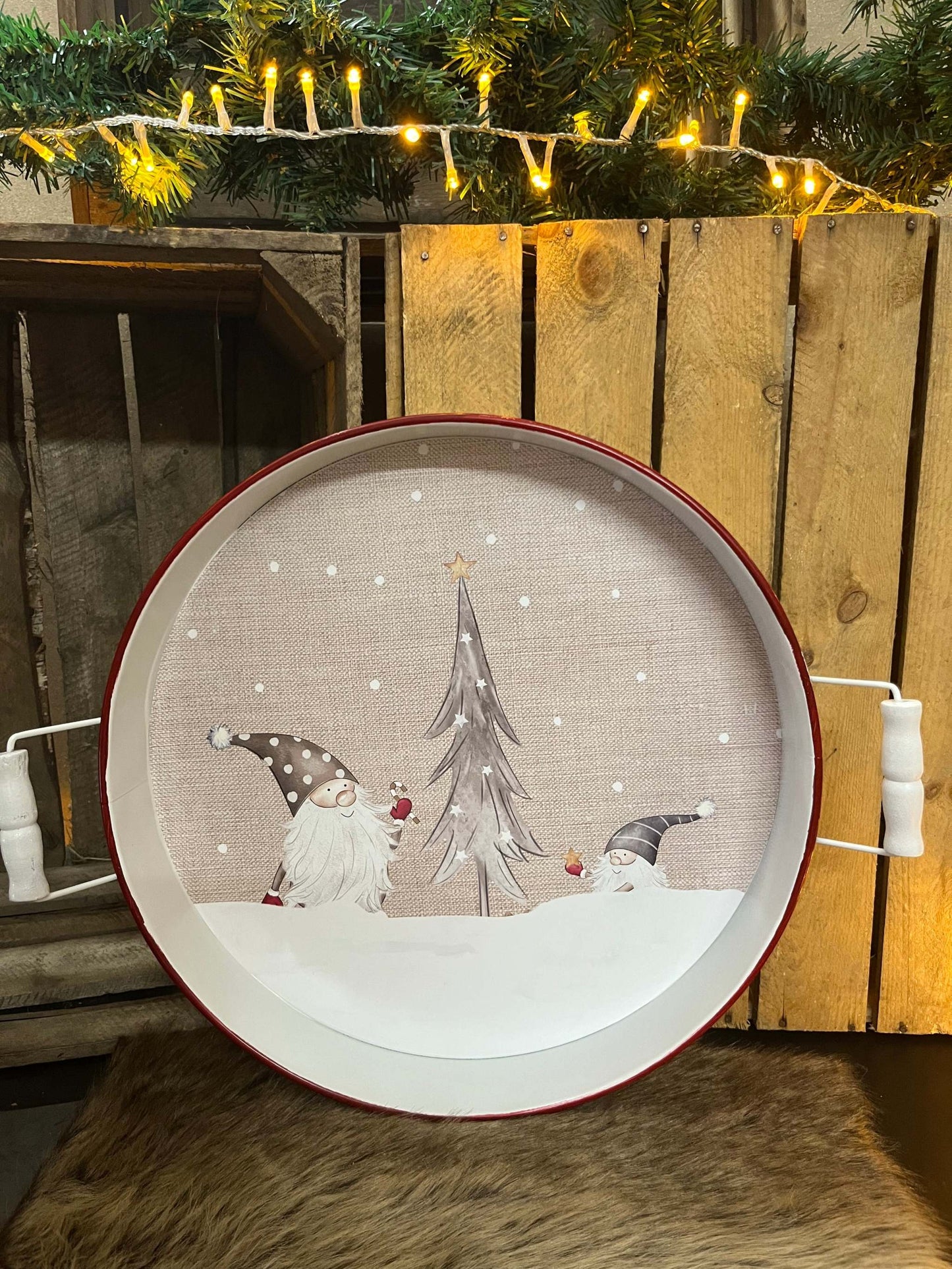 Tablett - Mikkel groß, mehrfarbig,Zinktablett 41cm breit|deko.delivery