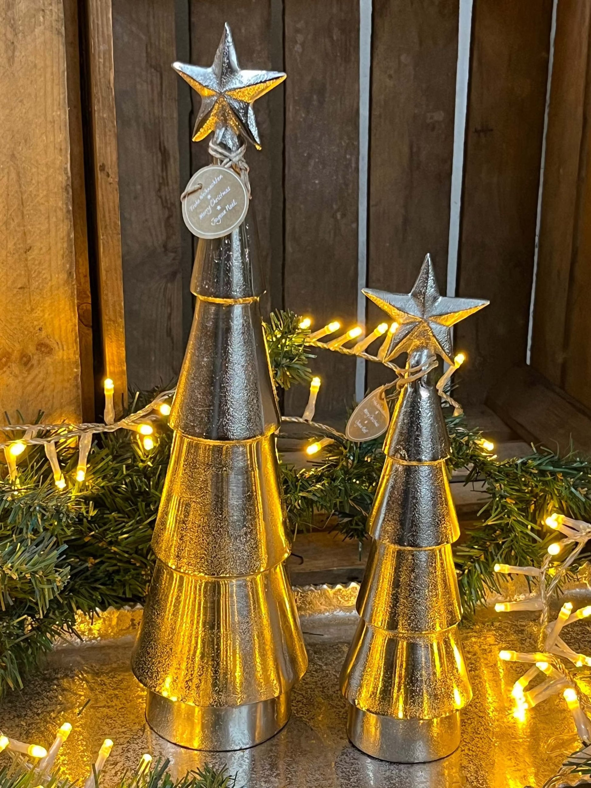 Weihnachtsbaum - Alu im 2-Set, 2 Größen: H26cm und H36cm