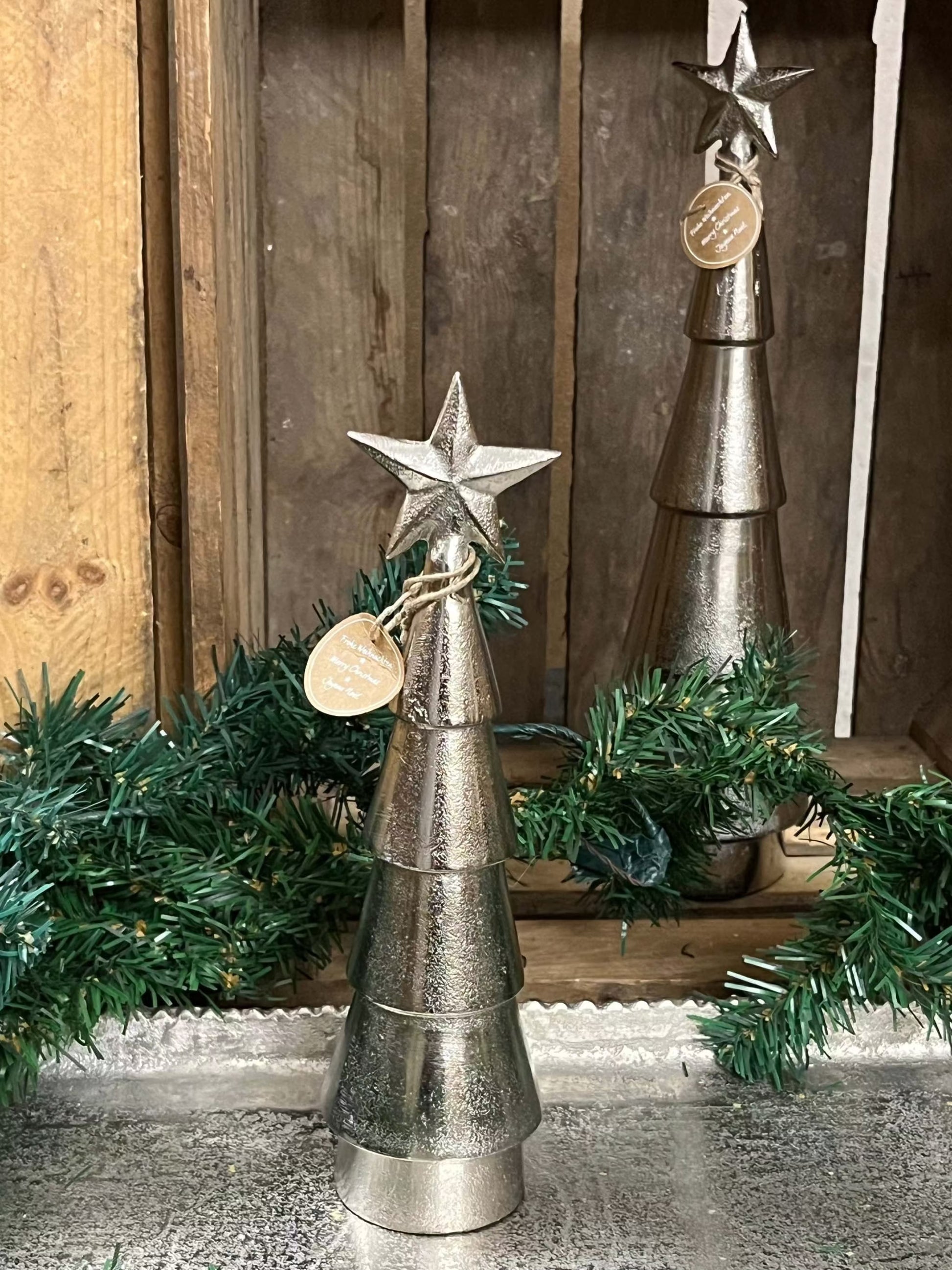 Weihnachtsbaum - Alu im 2-Set, 2 Größen: H26cm und H36cm