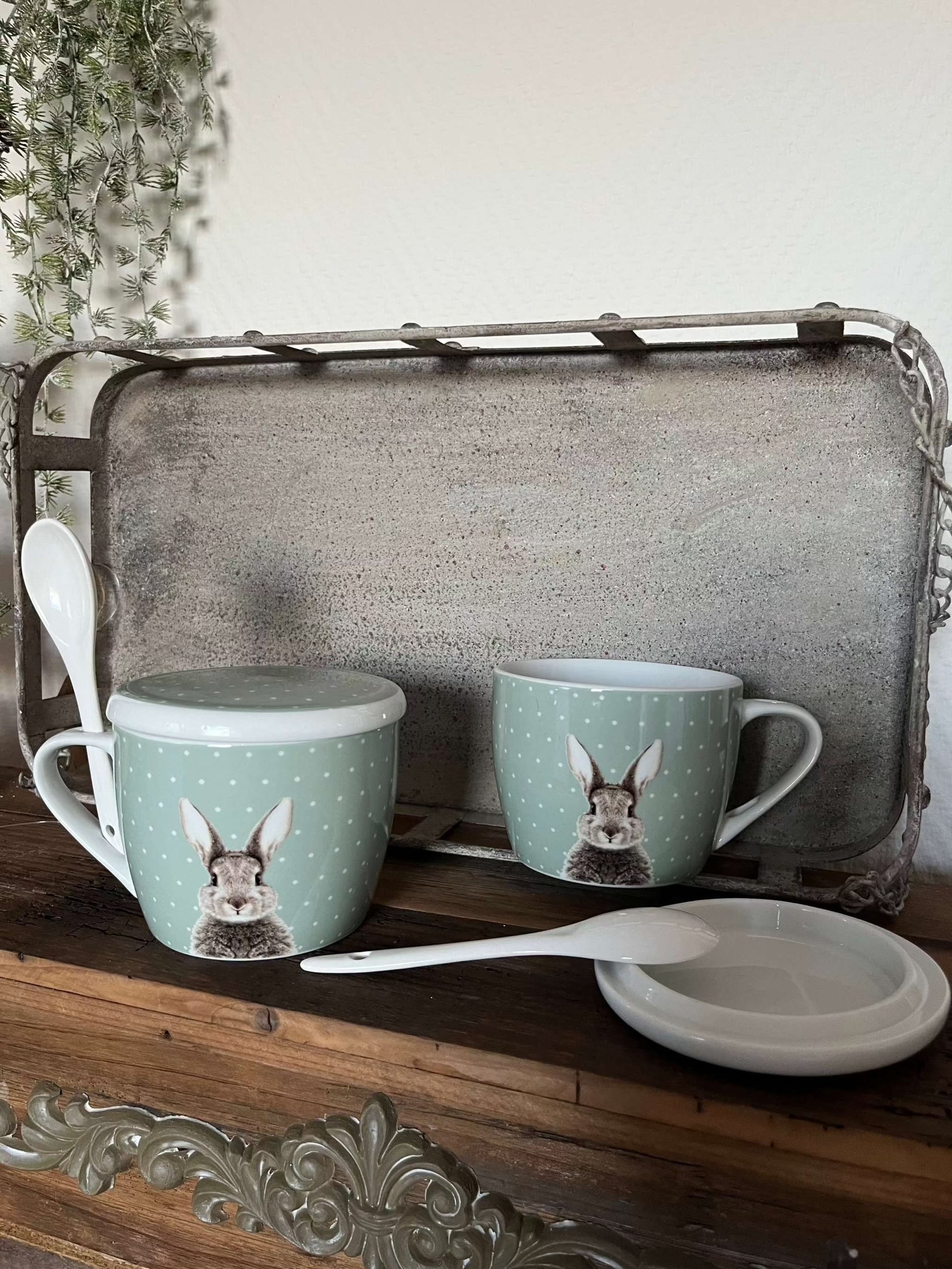 Jumbobecher Osterhase Fluffy 3-tlg.-2 Farben, rosa, grün