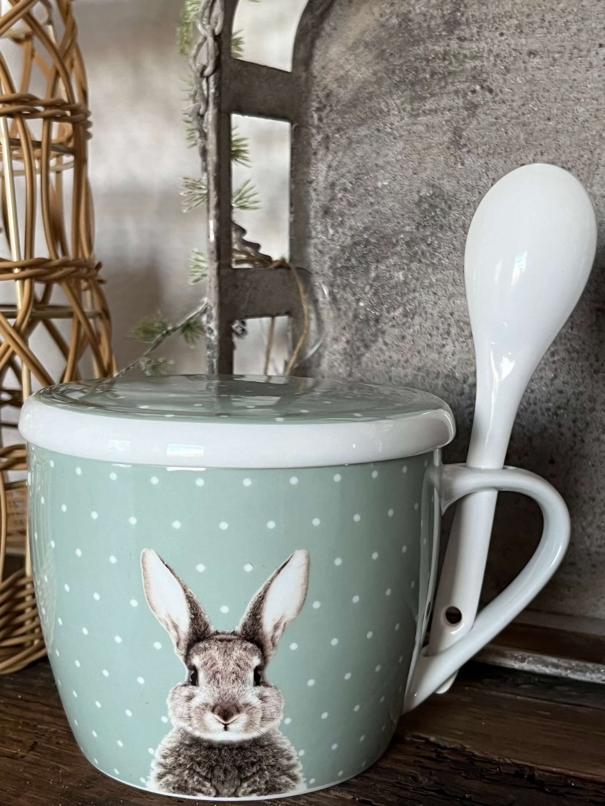 Jumbobecher Osterhase Fluffy 3-tlg.-2 Farben, rosa, grün