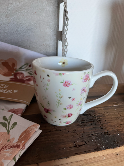 Tasse - Jumbobecher floral, 480 ml Porzellan, mehrfarbig