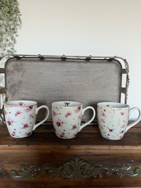 Tasse - Jumbobecher floral, 480 ml Porzellan, mehrfarbig